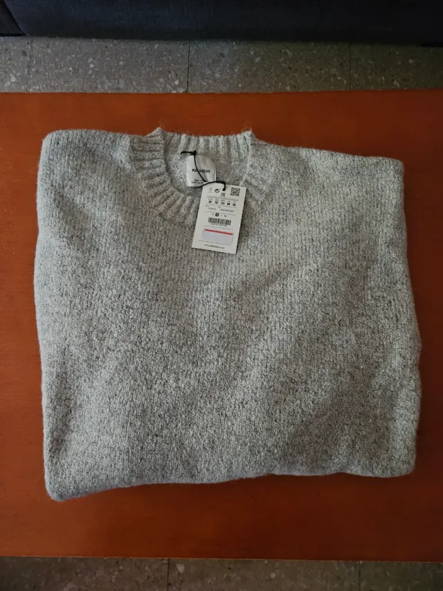 Pull&Bear Jersey Lana Gris Talla M