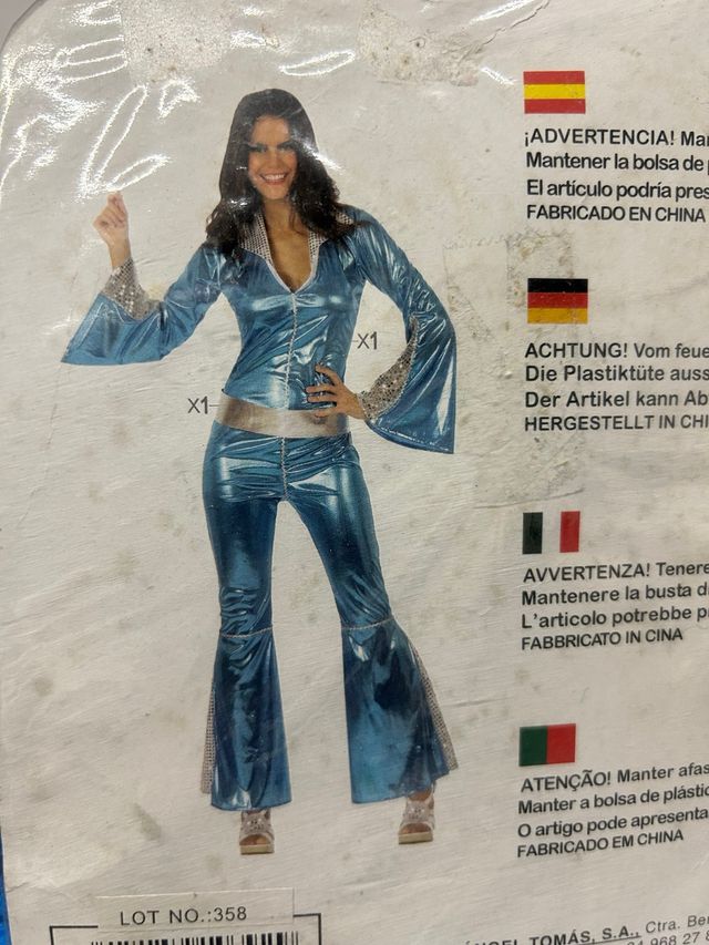 Disfraz años 60 azul talla M/L.