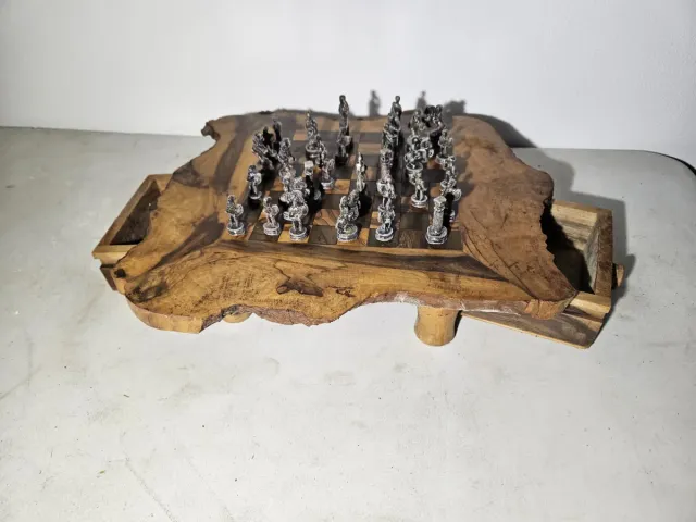 Ajedrez antiguo madera y metal