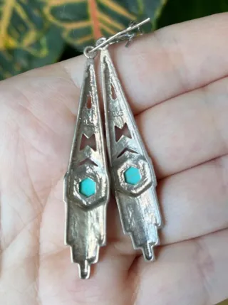Antiguos pendientes turquesa marcasitas plata 925