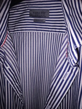 Camisa Zara Rayas Azul Blanco Talla XS