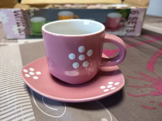 Set 6 tazze da caffè in porcellana rosa
