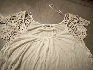 Terranova T-shirt bianca con pizzo taglia L