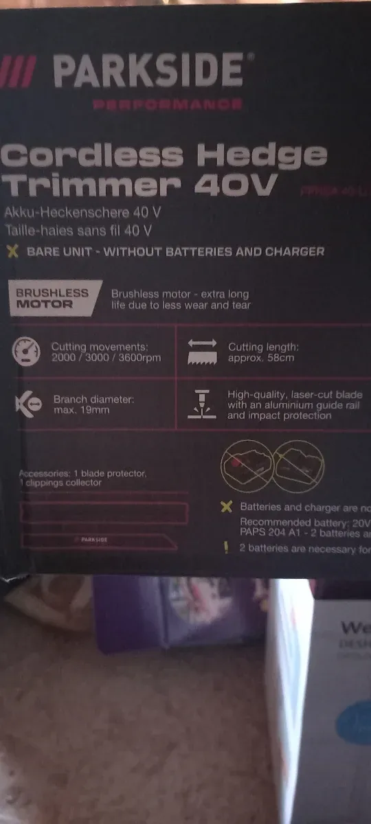 Cortasetos Parkside 40V