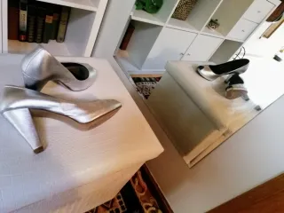 Zapatos Rosa Clara plateados peep toe