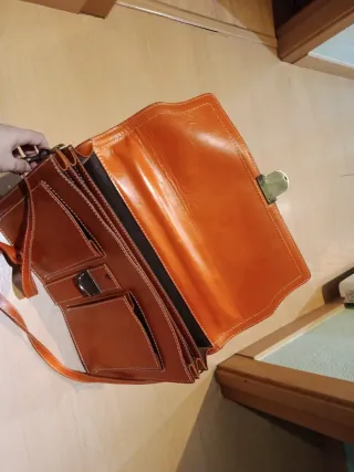 Bolso Cartera Piel Naranja Portátil