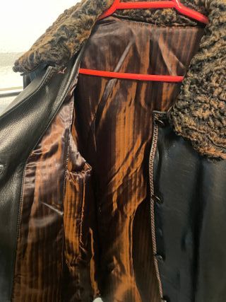 Giacchetta vintage in pelle nera e marrone