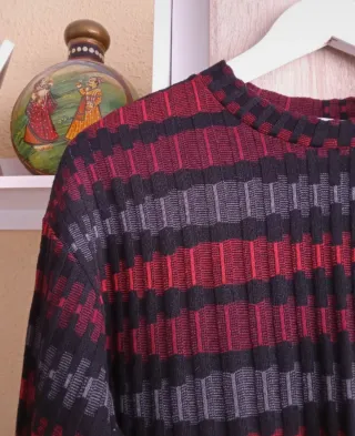 (S) Vestido largo de manga larga a rayas de Zara