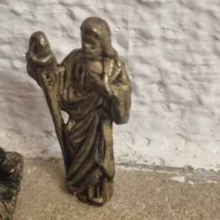 Belén metal antiguo 5 figuras