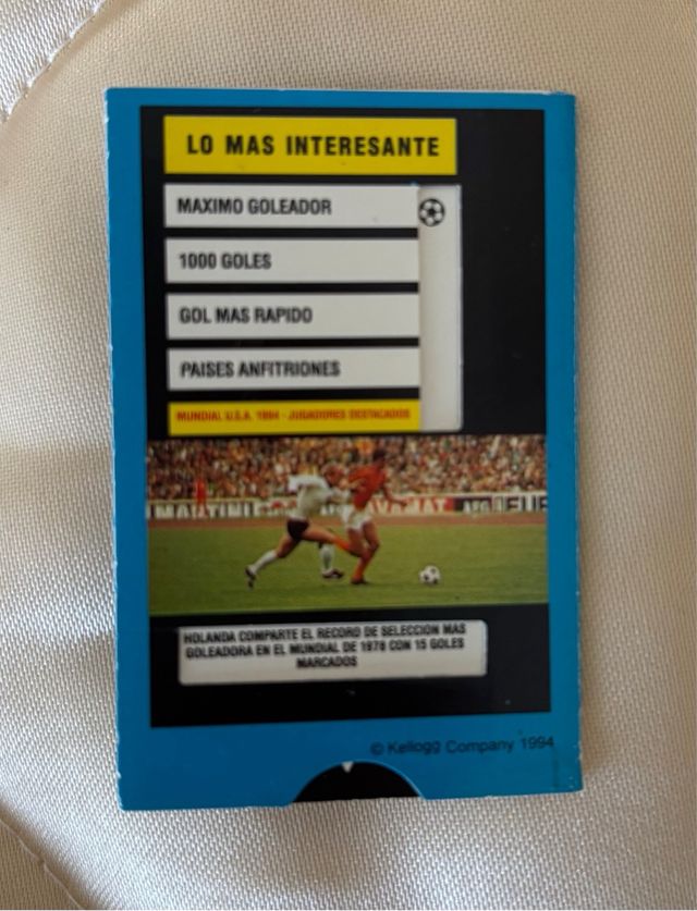 Ficha Kellogg's Mundial USA 94 Holanda