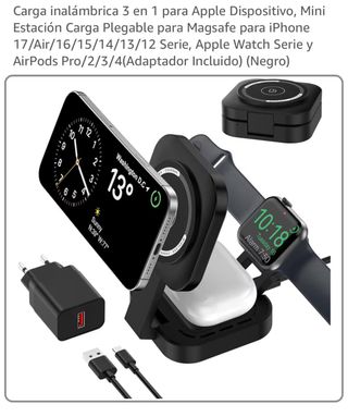 Cargador Inalámbrico 3 en 1 Plegable Negro•NUEVO•