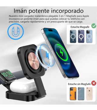 Cargador Inalámbrico 3 en 1 Plegable Negro•NUEVO•