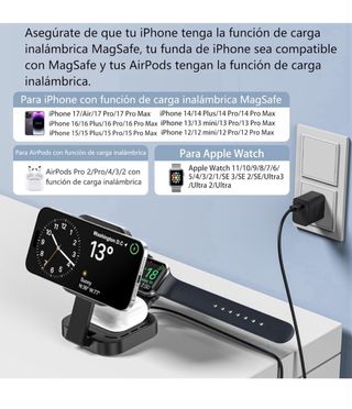 Cargador Inalámbrico 3 en 1 Plegable Negro•NUEVO•