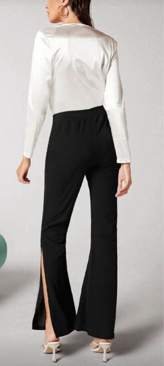 Body satén manga larga