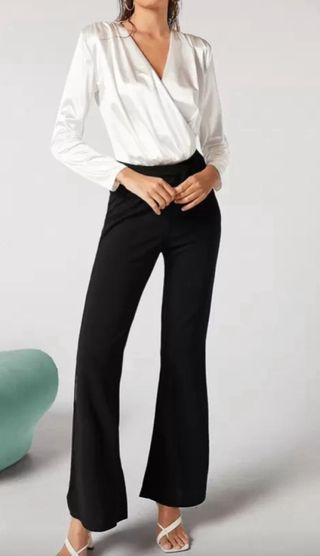 Body satén manga larga