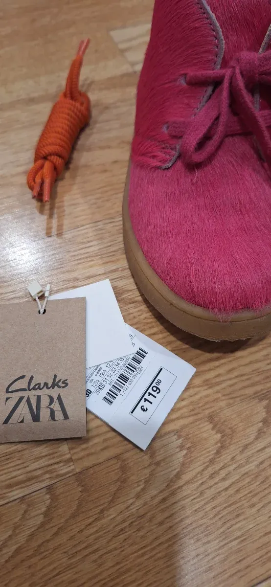 Botines  colaboración clarks Zara Piel Potro Rosa