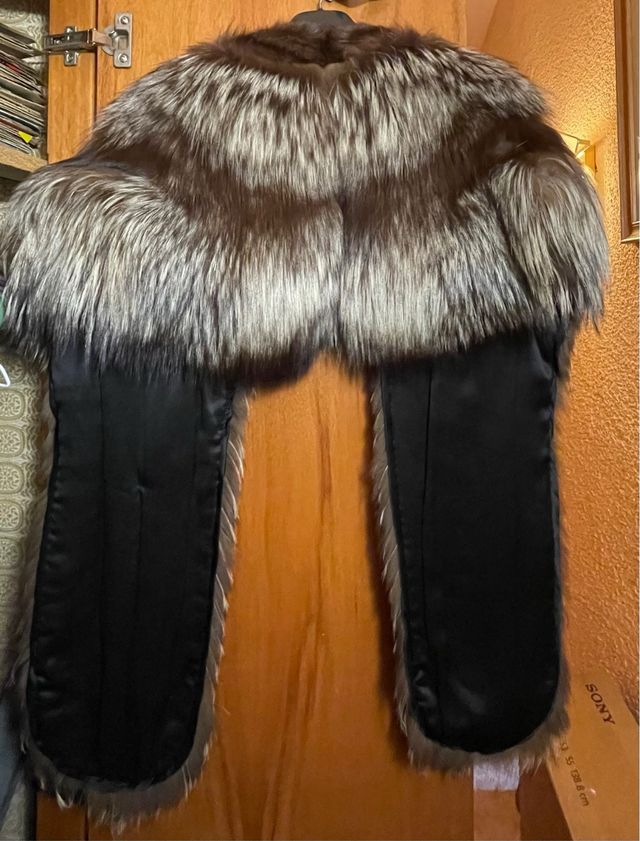 Bufanda cuello pelo auténtico marrón y plata