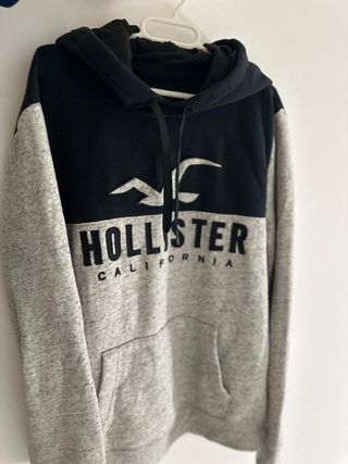 Sudadera Hollister bicolor con capucha y bolsillo