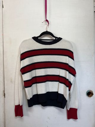 Jersey de rayas blanco, rojo y azul para mujer