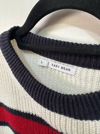 Jersey de rayas blanco, rojo y azul para mujer