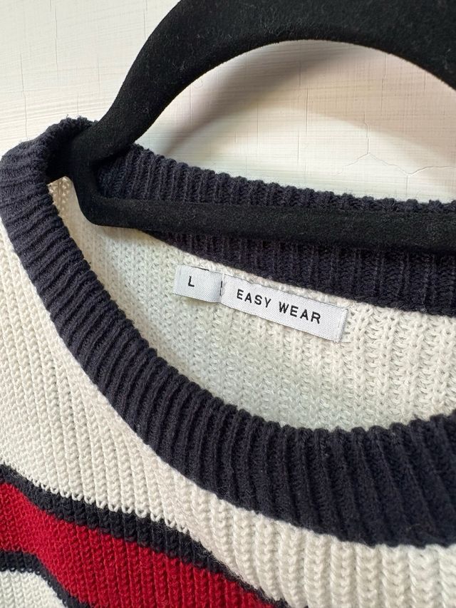 Jersey de rayas blanco, rojo y azul para mujer