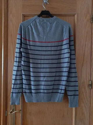 Jersey rayas hombre gris y rojo