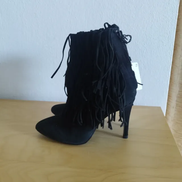 Botines Zara flecos negros T.37
