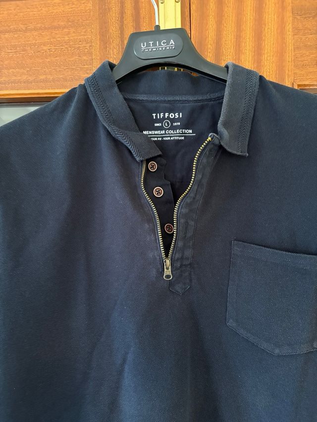 Polo Tiffosi azul marino cremallera talla L