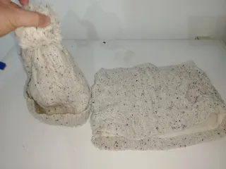 Gorro y cuello tejido