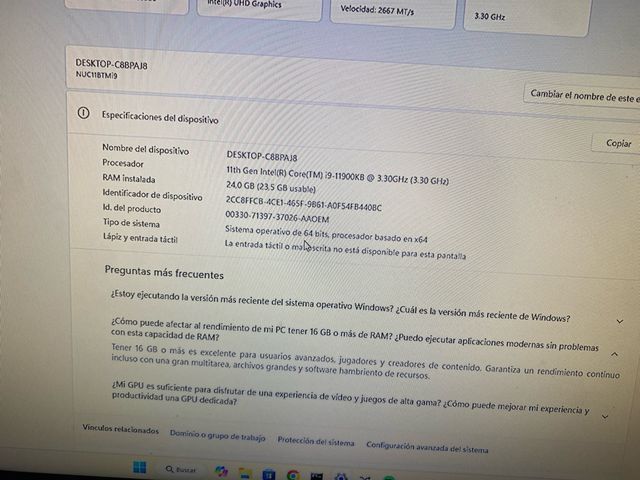 NUC Extreme 11th Gen Intel i9-11900KB 3.30 GHz
