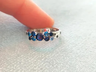 Anillo piedras azules plata de ley