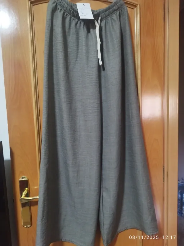 Pantaloni in lino color taupe taglia M