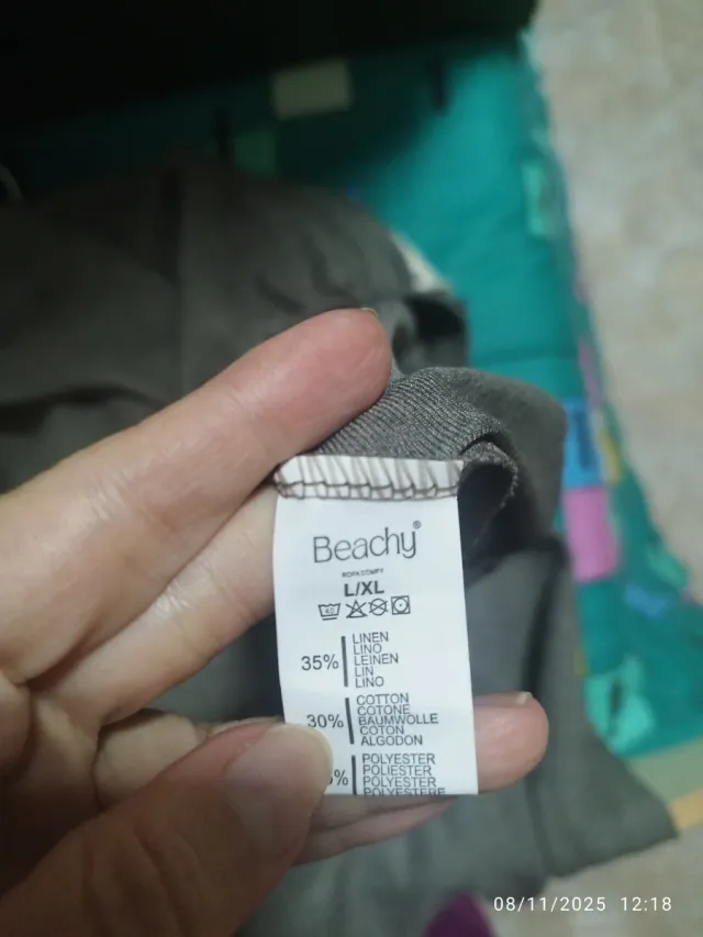 Pantaloni in lino color taupe taglia M