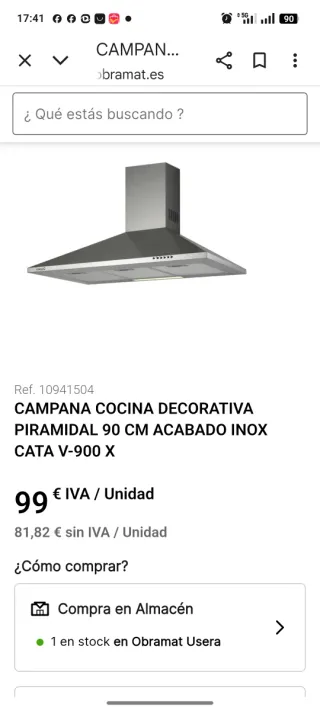 Campana extractora cocina 60 cm Inox