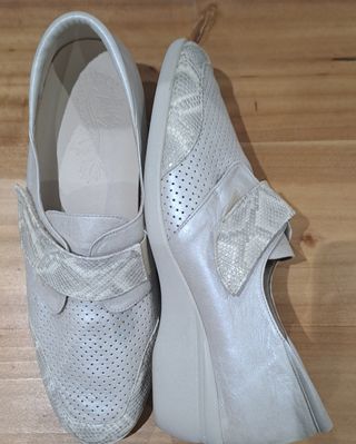 Zapatos Terol Comfort velcro beige/plata