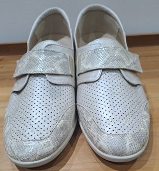 Zapatos Terol Comfort velcro beige/plata