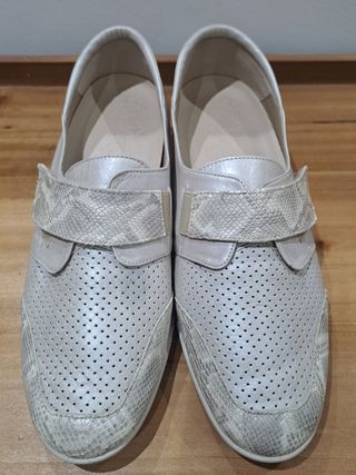 Zapatos Terol Comfort velcro beige/plata