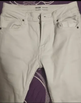Pantalón Bershka Super Skinny Blanco Talla S