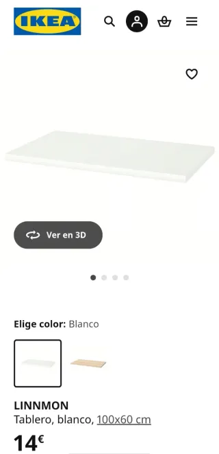 Tablero mesa LINNMON blanco sin patas ni cajonera