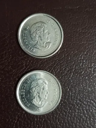 Lotto 2 Monete Canadesi da 10 Centesimi