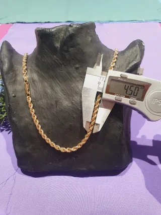 Cordon Cubano 60cm Oro 18k SEMI MACIZO 4.50Mm.