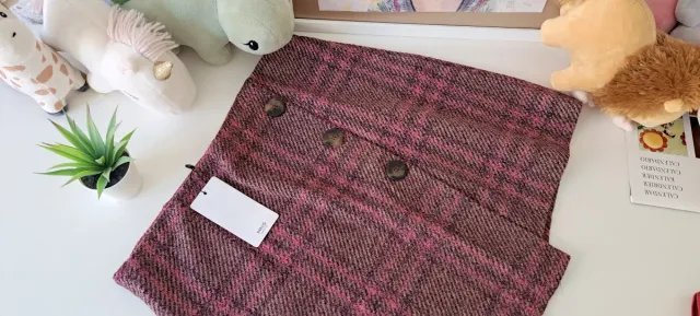 Falda Mango invierno cuadros rosa Talla M