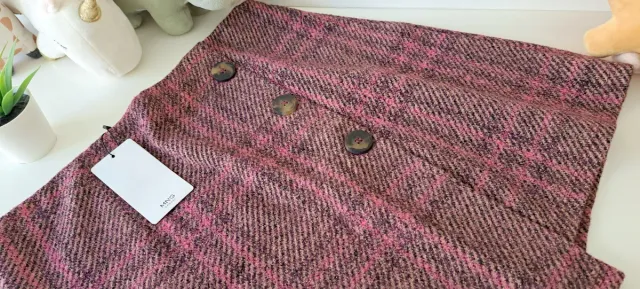 Falda Mango invierno cuadros rosa Talla M
