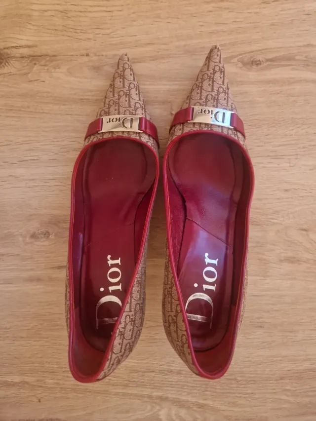 Zapatos Dior Talla 37 Beige y Rojo originales