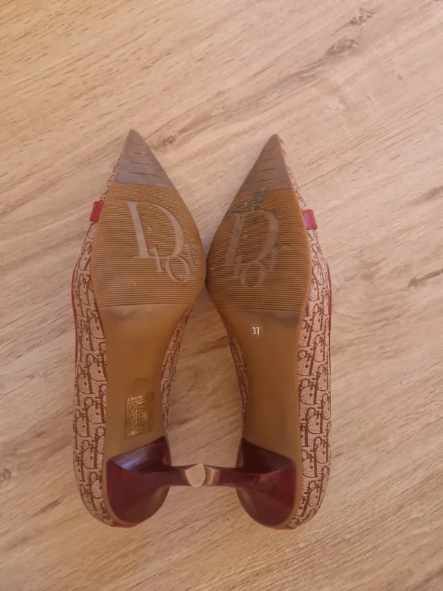 Zapatos Dior Talla 37 Beige y Rojo originales