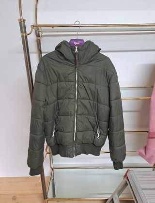 Cazadora plumífero H&M Talla M Verde Caqui
