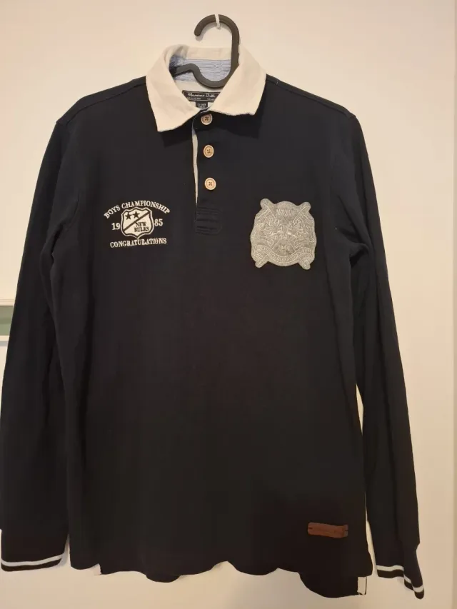 Polo Massimo Dutti Negro Manga Larga