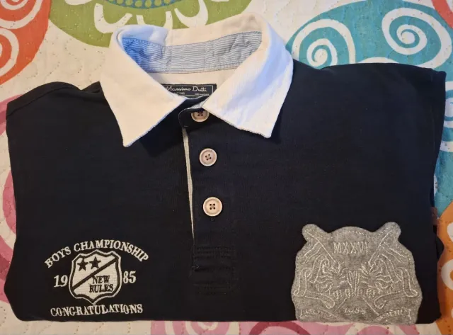 Polo Massimo Dutti Negro Manga Larga