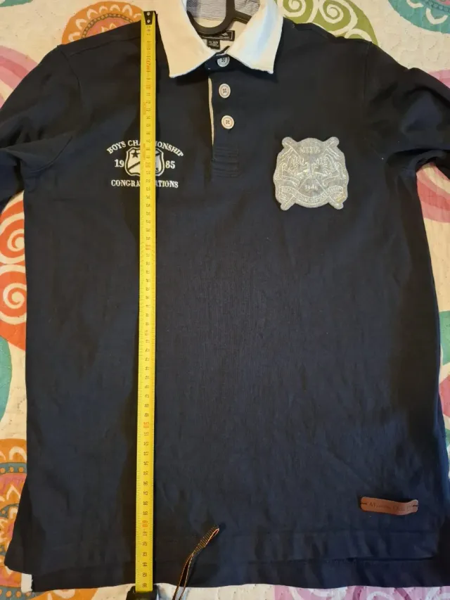 Polo Massimo Dutti Negro Manga Larga