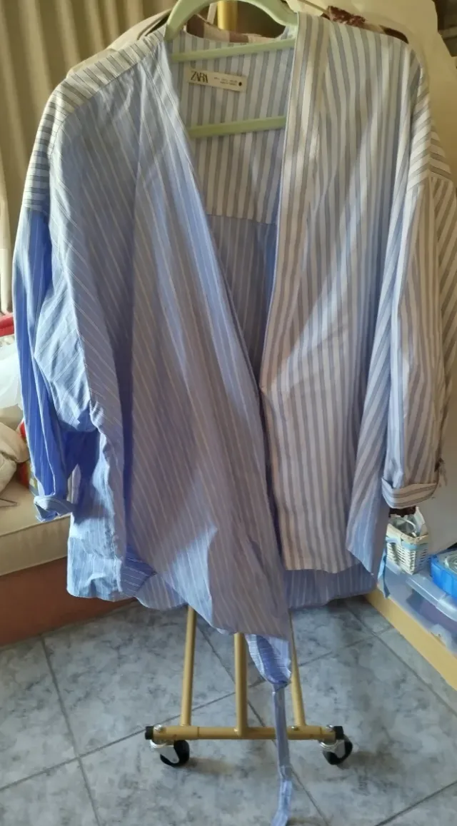 Camisa oversize Zara rayas con lazada